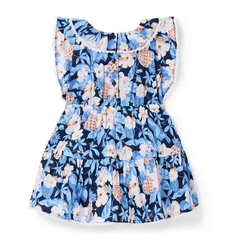 Pineapple Floral Ruffle Dress