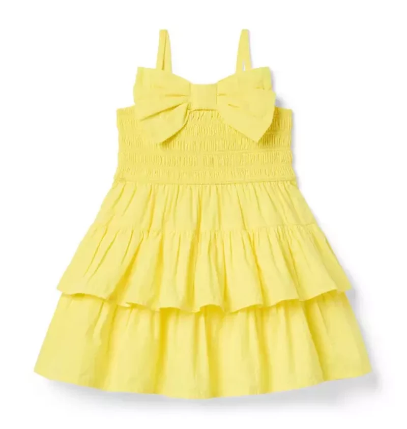 Seersucker Bow Smocked Dress