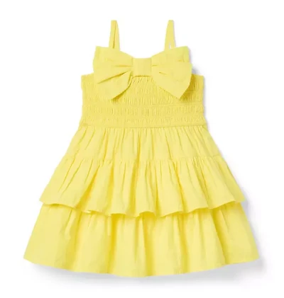 Seersucker Bow Smocked Dress