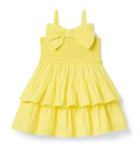 Seersucker Bow Smocked Dress