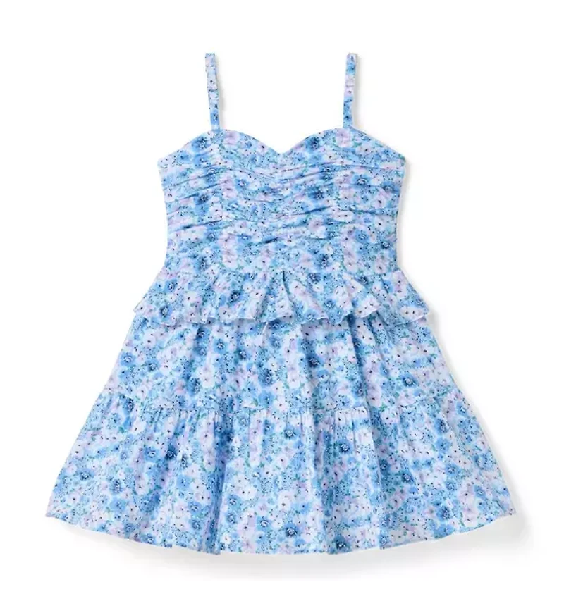 Floral Shirred Peplum Dress