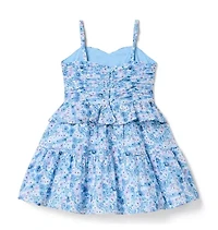 Floral Shirred Peplum Dress