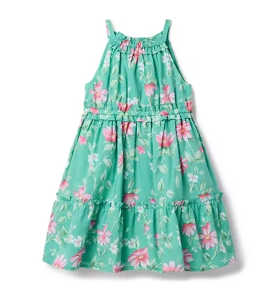 Floral Halter Ruffle Dress