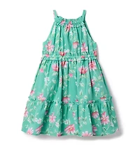 Floral Halter Ruffle Dress