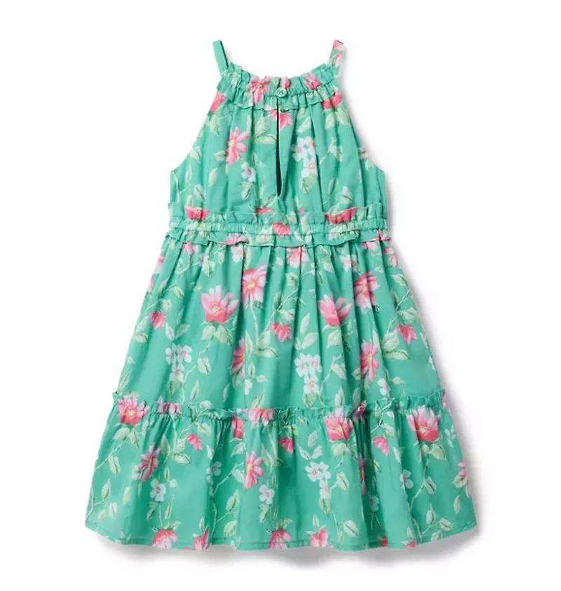 Floral Halter Ruffle Dress
