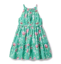 Floral Halter Ruffle Dress