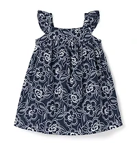 Embroidered Floral Flutter Sleeve Dress