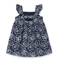 Embroidered Floral Flutter Sleeve Dress
