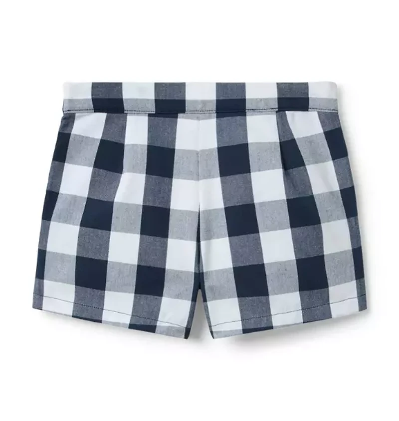 Gingham Button Tab Short