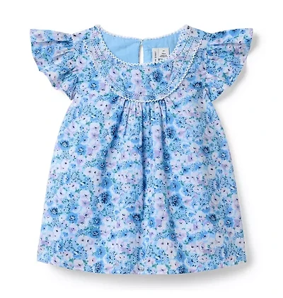 Floral Flutter Sleeve Top