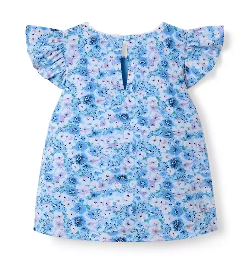 Floral Flutter Sleeve Top