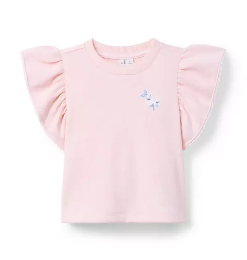 French Terry Embroidered Floral Top