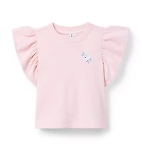 French Terry Embroidered Floral Top