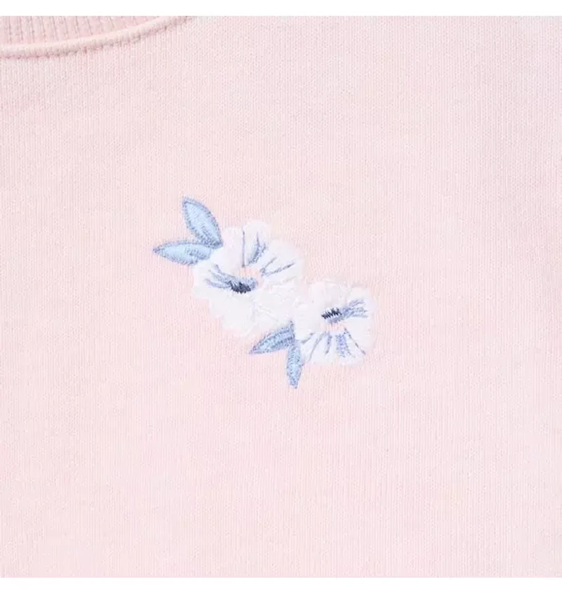 French Terry Embroidered Floral Top