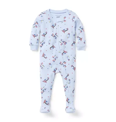 Baby Organic Cotton Peanuts Americana Footed Pajama