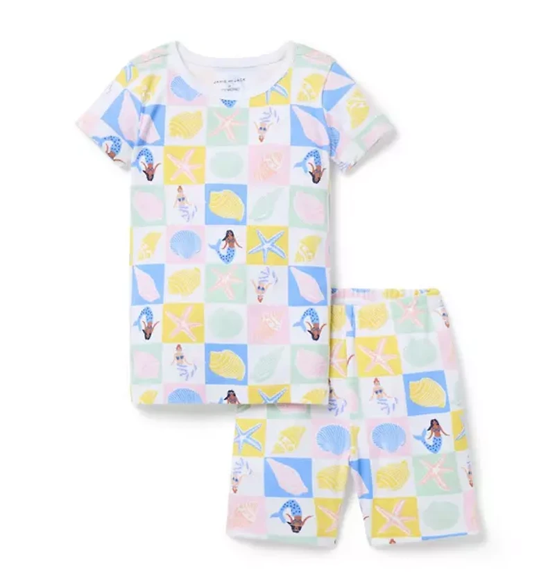 Organic Cotton Mermaid Tile Short Pajama
