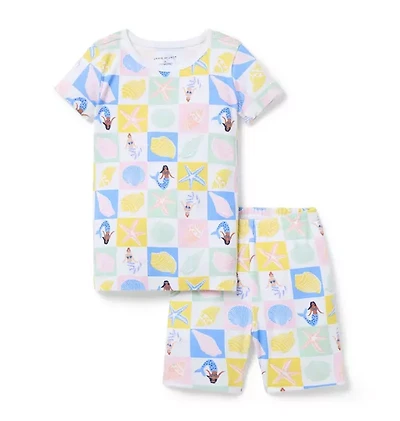 Organic Cotton Mermaid Tile Short Pajama