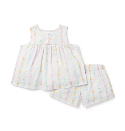 Classic Sleeveless Pajama Set Fruit Vine