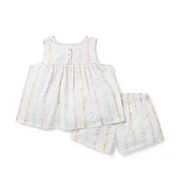 Classic Sleeveless Pajama Set Fruit Vine