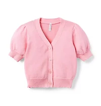 THINK PINK Puff Sleeve Cardigan