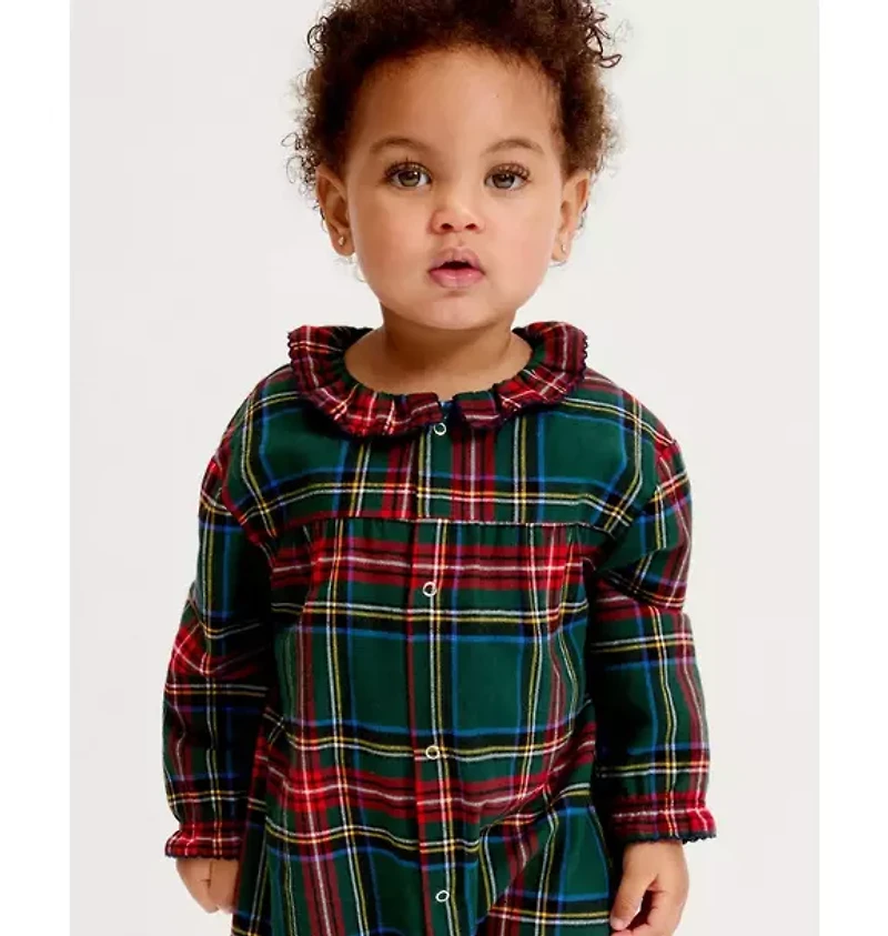 Petite Plume Baby's Brushed Twill Madeline Romper Kensington Tartan