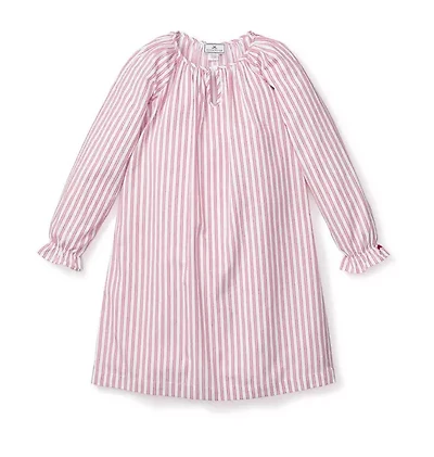 Petite Plume Girl's Twill Delphine Nightgown Antique Red Ticking