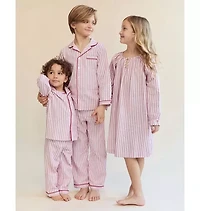 Petite Plume Girl's Twill Delphine Nightgown Antique Red Ticking