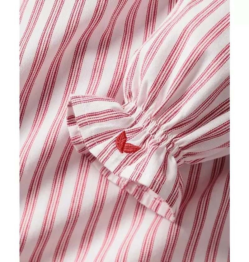 Petite Plume Girl's Twill Delphine Nightgown Antique Red Ticking