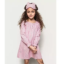 Petite Plume Girl's Twill Delphine Nightgown Antique Red Ticking