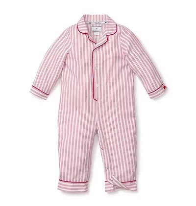 Petite Plume Baby's Twill Classic Romper Antique Red Ticking