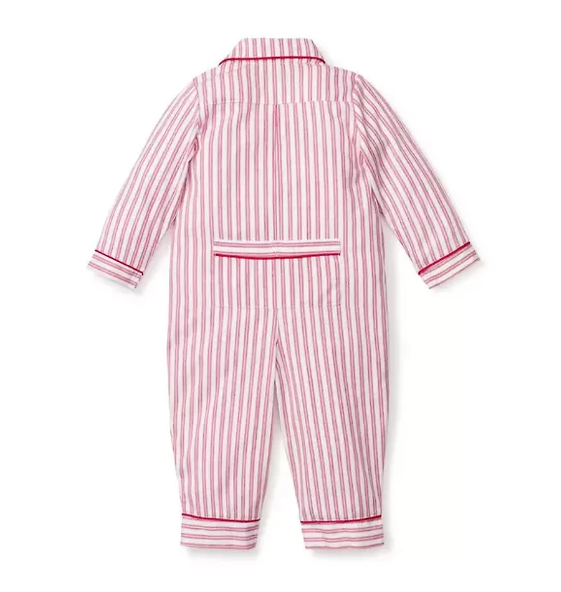 Petite Plume Baby's Twill Classic Romper Antique Red Ticking