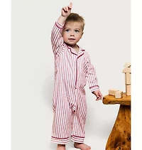 Petite Plume Baby's Twill Classic Romper Antique Red Ticking