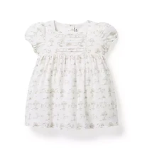 Baby Horse Toile Pleated Dress