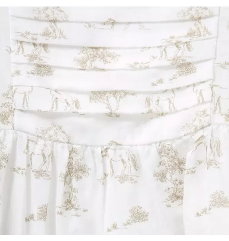 Baby Horse Toile Pleated Dress