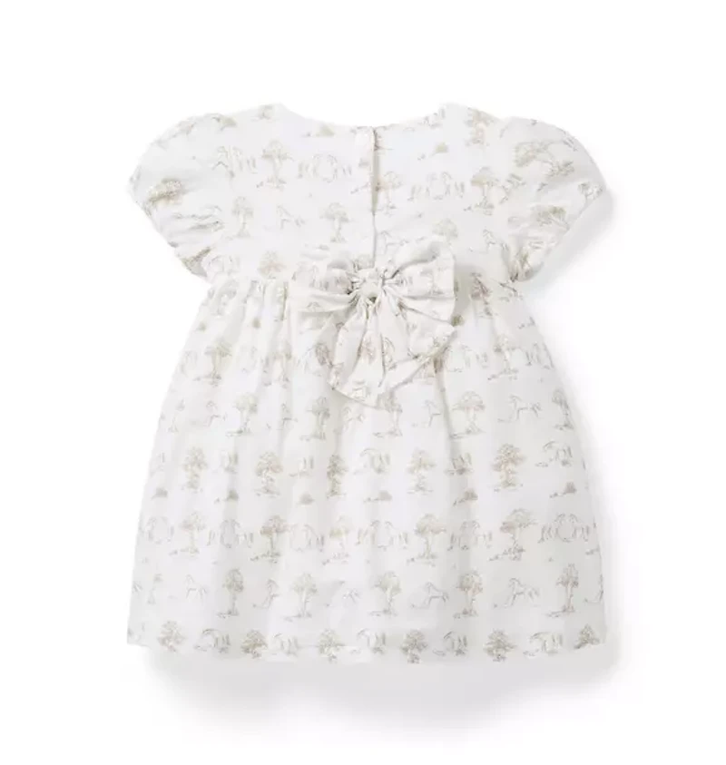 Baby Horse Toile Pleated Dress