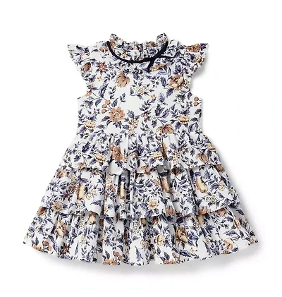 Floral Flutter Sleeve Tiered Dress