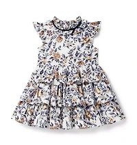 Floral Flutter Sleeve Tiered Dress
