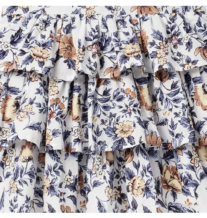 Floral Flutter Sleeve Tiered Dress