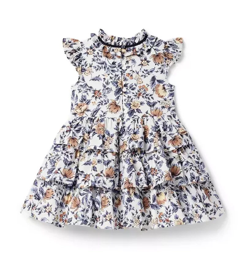 Floral Flutter Sleeve Tiered Dress