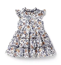 Floral Flutter Sleeve Tiered Dress