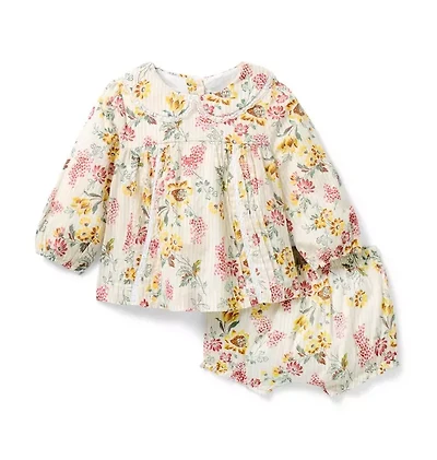 Baby Floral Striped Matching Set