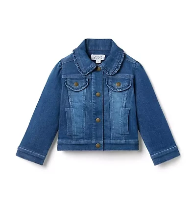 Denim Ruffle Collar Jacket Medium Wash