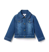 Denim Ruffle Collar Jacket Medium Wash