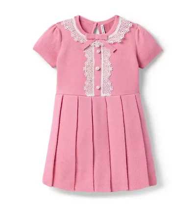 Lace Trim Sweater Dress