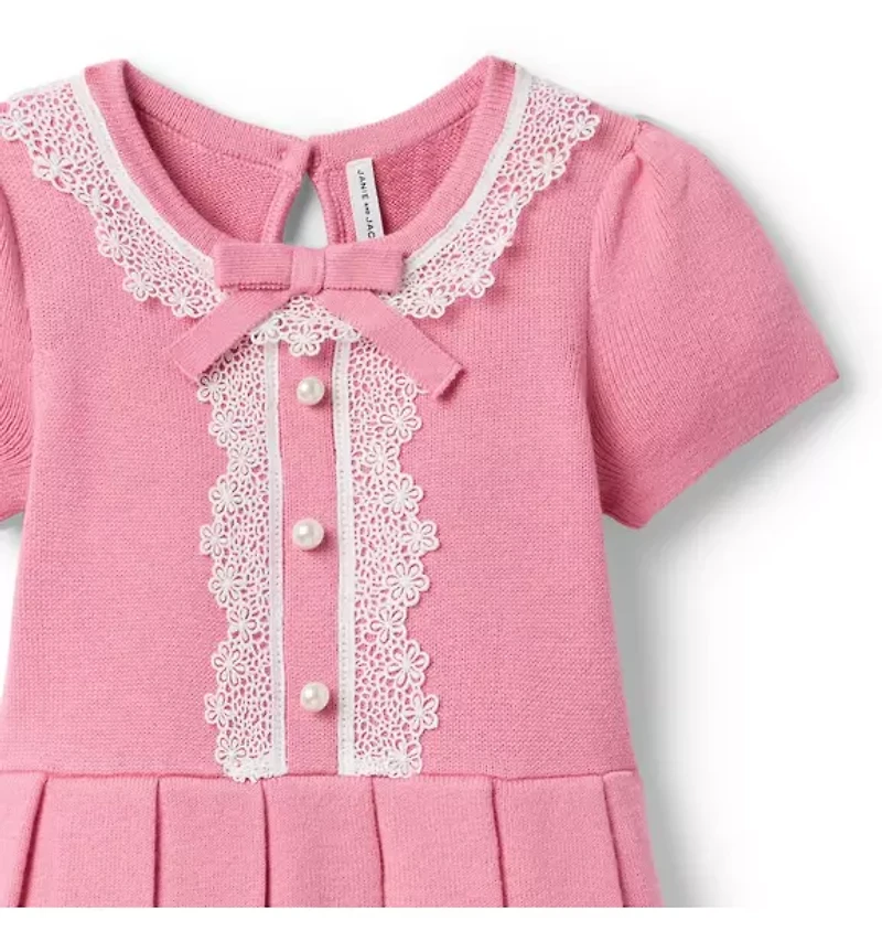 Lace Trim Sweater Dress