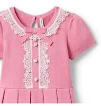 Lace Trim Sweater Dress