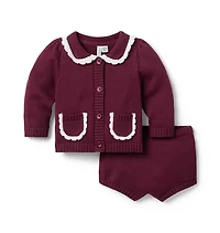 Baby Scalloped Trim Matching Sweater Set