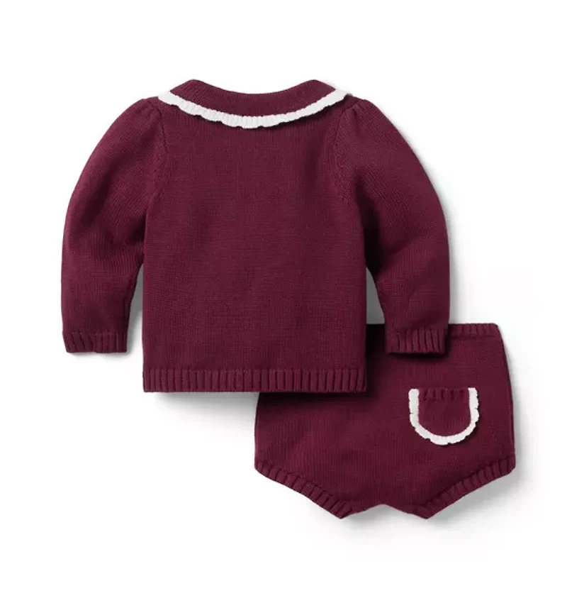 Baby Scalloped Trim Matching Sweater Set