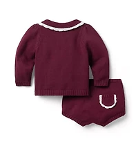 Baby Scalloped Trim Matching Sweater Set
