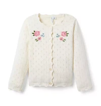 Embroidered Floral Pointelle Cardigan